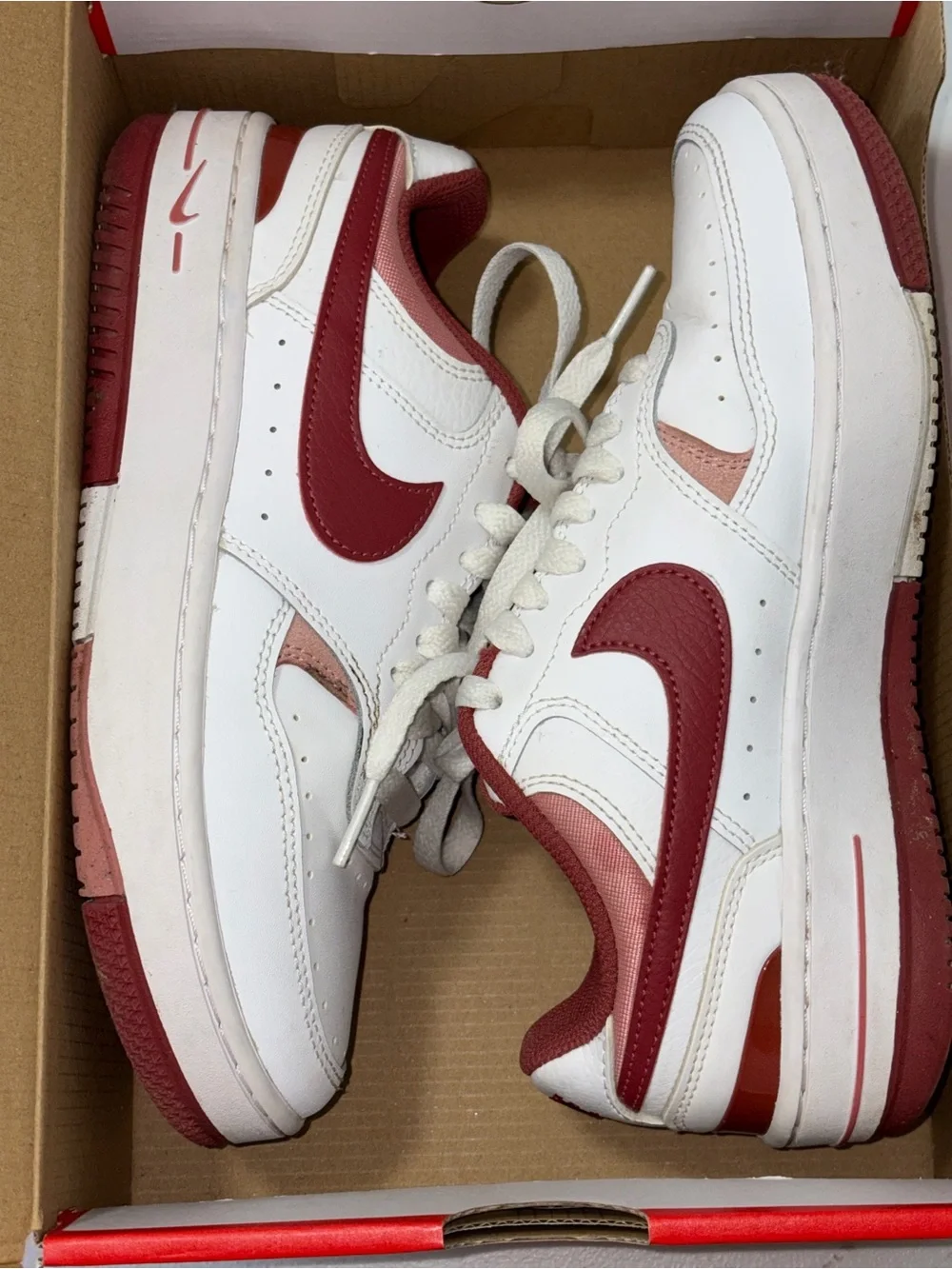 Nike Women’s White and Red Low-Top Sneakers